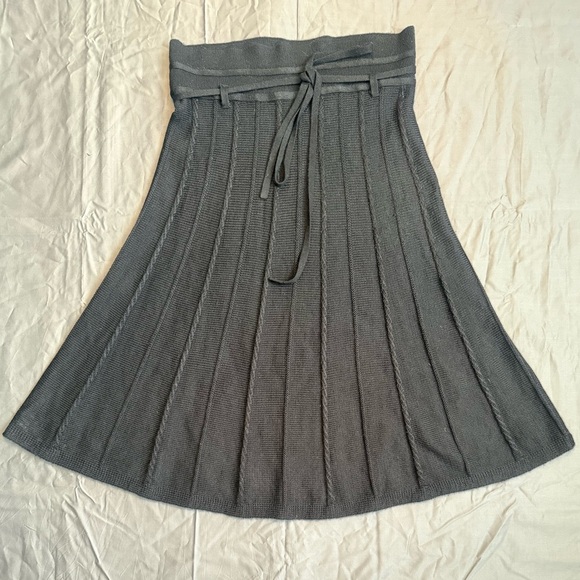Lapis Dresses & Skirts - Lapis Black Ribbed Knit A-Line Skirt | Tie Waist | Size M